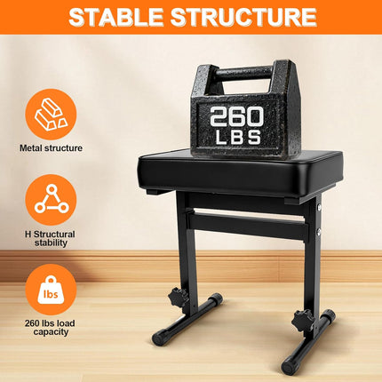 Firstar Adjustable Piano Bench 18.11" to 22.83", Foldable Piano Stool with PVC Leather, Portable Keyboard Bench with Padded Cushion for Musicians Piano Stool Chair (Capacity: 260 lb)