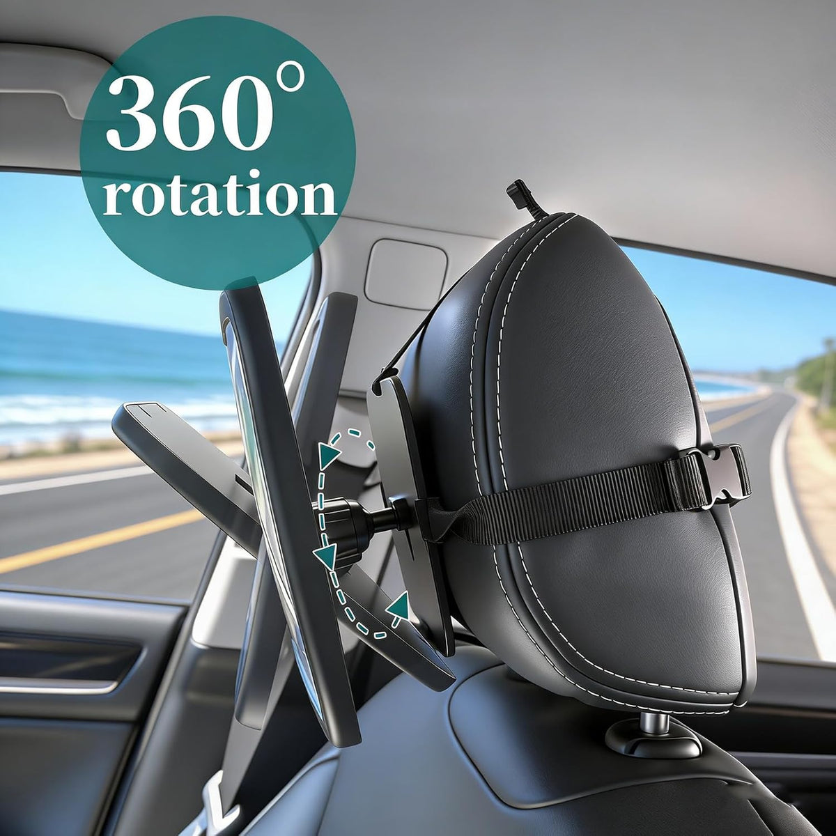 Baby Car Mirror for Rear Facing Seat,360° Rotation, Safety Certified Shatterproof Acrylic Glass, Clear - photo 4