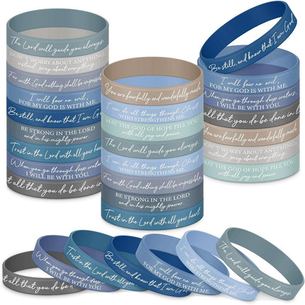 48 Pcs Bible Verse Christian Bracelets Silicone,Classic Color