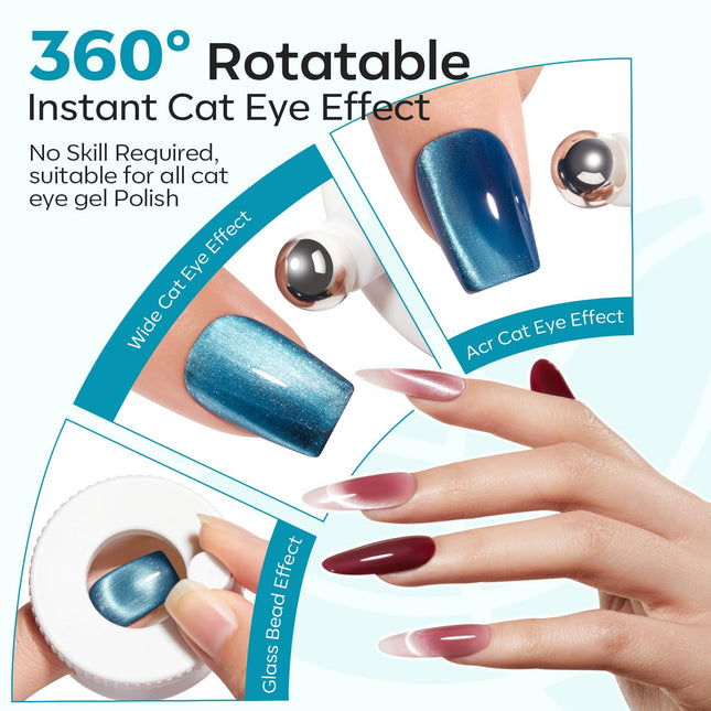5D Automatic Cat Eye Magnet for Nails, 5Pcs Circle Nail Magnet Tool - photo 2