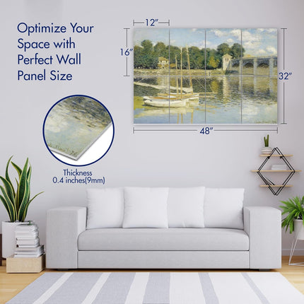 PINWELIFE® Wall Art Acoustic Panels, Sound Proof Absorbing Panels for Home/Office, Decorative Absorbing Dampening, Noise and Echo Cancelling (Monet_The Argenteuil Bridge, 48"x32")