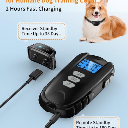 Dog Shock Collar with Remote Control – Shock Collar for Dogs 10–120 lbs, 2000FT Long Range IPX7 Waterproof Rechargeable Dog Training Collar with 4 Safe Modes Beep Vibration Shock & Flashlight BK