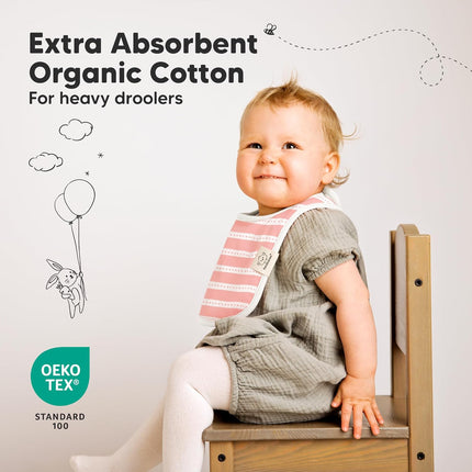 8-Pack Organic Baby Bibs for Boys, Girls - Soft Cotton Drooling and Teething Bibs for Baby Girl & Boy, Extra Absorbent, Easy To Clean & Put On for Toddler, Newborn, Infant 0-24 Months (Sweet Charm)