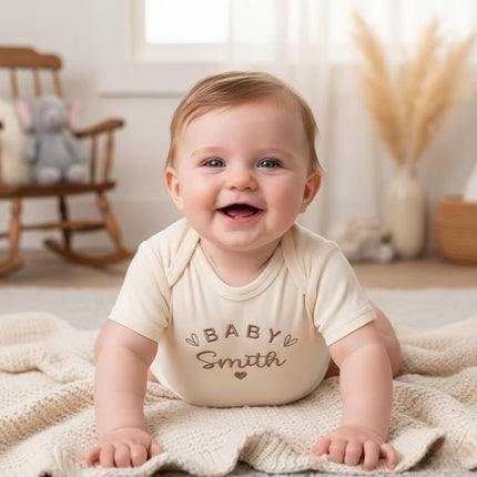 Personalized Embroidered Baby Onesies – Custom Bodysuit Gift for Pregnancy Announcement Baby Shower or First Grandchild
