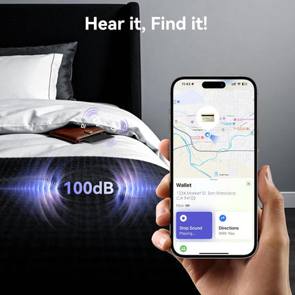 Wallet Tracker Card (iOS only), 0.07in Slim Tracking Card, IP68 Waterproof Bluetooth Tracker Compatible with Apple Find My, Wireless Charging Item Locator for Purse, Passports