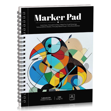Bloc de papel para rotuladores de 50 hojas, 7.6 × 7.6 in, 120gsm, cuaderno de bocetos para rotuladores de alcohol