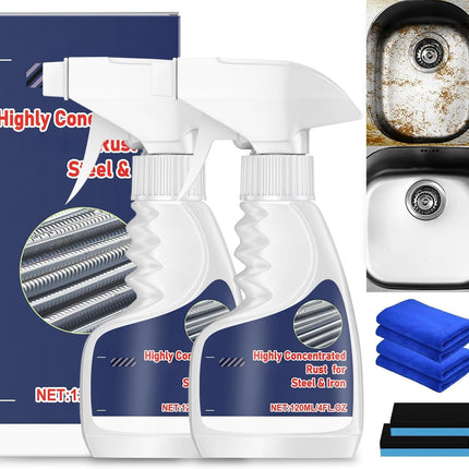 2Pcs Meigline Rust Remover, Highly Concentrated Steel Rust Remover, 2026 Upgraded Multipurpose Rust Remover Spray for Metal, for Tools, Stainless Steel, Automotive Parts, Fast Acting Rust