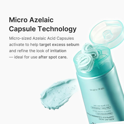 Facial Cleanser Azelaic Acid Capsule Foam Cleanser | Soothing Daily Cleansing Foam For Troubled Skin & Excess Sebum Control | Uneven Skin with Niacinamide, Glycerin | Korean Skincare, 4.23 oz