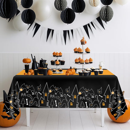 3 Pack Halloween Tablecloths,Disposable Plastic Tablecloths 54" x 108" Halloween Decorations,Plastic Table Cover for Birthday,Party Supplies,Holiday Table Cloth for Home,Dinner,Indoor,Outside