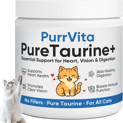 PurrVita Taurine for Cats, Pure Taurine Supplement Powder for Cats, Support Feline Vision, Heart & Immune, 200 Grams (1)