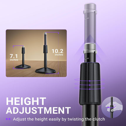 FIFINE Desktop Microphone Stand, Adjustable Heavy Duty Weighted Base Tabletop Mic Stand with Twist Clutch & 3/8'' to 5/8'' Screw, for Streaming, Gaming,Recording-BS2