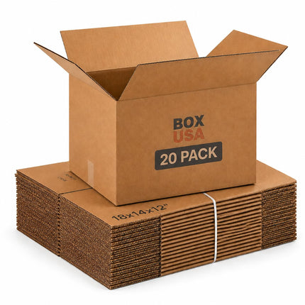 Cajas de mudanza resisten 65lbs, 18"L x 14"W x 12"H (paquete de 10) medianas - caja de cartón corrugado para envío, correo, empaque, embalaje y almacenamiento