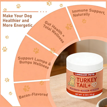 Lumiquor Turkey Tail for Dogs, Lumiqour Turkey Tail Mushroom Powder, Support Your Mature Dog’s Immunity, Gut, Skin, (1pcs)