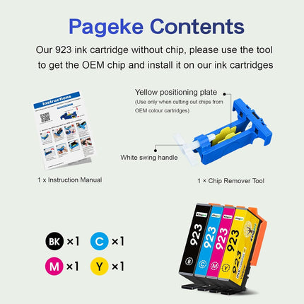 923 Ink Cartridges for HP Printers Compatible for HP 923 Ink Cartridges Work for HP OfficeJet Pro 8135e 8130e 8125e 8138e 8139e 8120e Ink Cartridges Without Chip (4 Pack, Black Cyan Magenta Yellow)