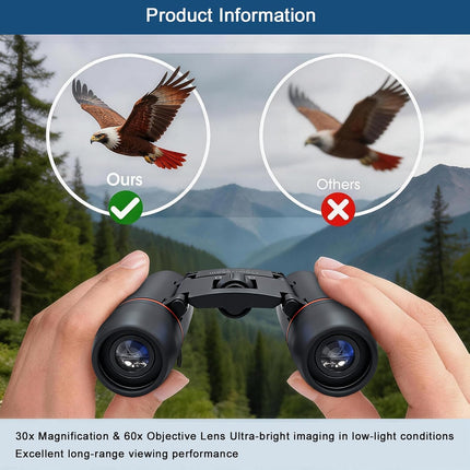 30x60 Mini Compact Binoculars for Adults Kids, HD Portable Waterproof Pocket Binoculars, Lightweight Folding Easy Focus for Bird Watching, Hunting, Concert, Theater, Travel Hiking Outdoor Sports