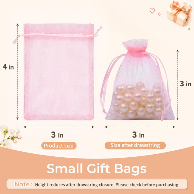 50PCS Organza Bags 3x4 Multicolor, Small Gift Bags for Jewelry Candy Goodie Sachet, Mesh Gift Bag Drawstring for Wedding Baby Shower Party Favors Halloween Christmas, Gifts Wrapping Bulk