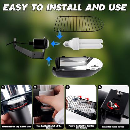 Bird Cage Light Fixture Combo Kit with Chew Guard,Lamp Hood with 2.4% UVB UVA 20W Compact Fluorescent - photo 4