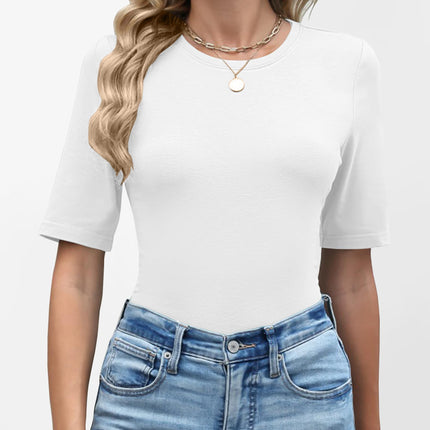 Womens Half Sleeve Tops Crewneck Shirts Basic Fit Work Tee