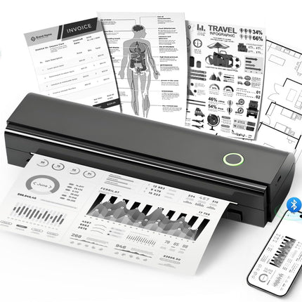 Portable Printers Wireless for Travel, N80 Wireless Thermal Printer Bluetooth Inkless Printer Support 8.5" X 11" US Letter & A4, Compatible with iOS, Android, Laptop