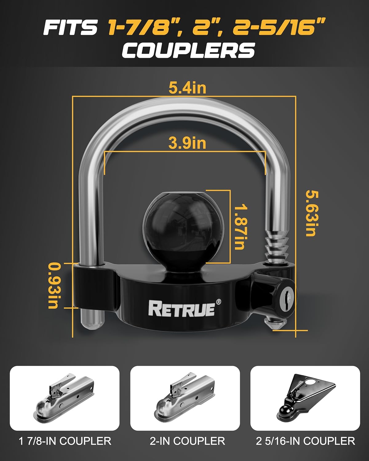 Universal Coupler Lock Trailer Locks Ball Hitch Trailer Hitch Lock - photo 2