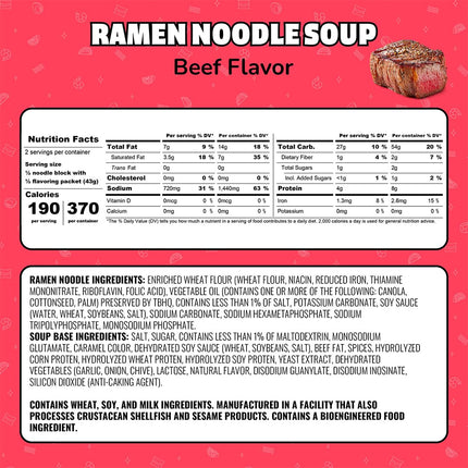 Maruchan Ramen Beef, Instant Ramen Noodles, Ready to Eat Meals, 3 Oz, 24 Count
