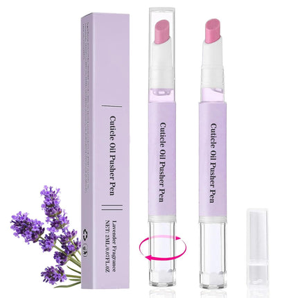 2-in-1 Cuticle Oil Pusher Pen, Ceramic Cuticle Pusher & Oil Pen, Nail Care Tool for Dry Damaged Nails Hangnails Moisturize Polish Brighten