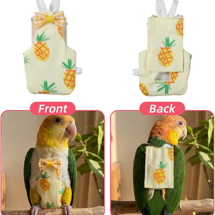 7 Pcs Bird Diaper - Reusable Parrot Diaper with Waterproof Inner - Cute Chicken Pants Pet Diapers Nappy for Parakeet, Cockatie,l Mini Macaw, Canary, Pet Chicken & Duck