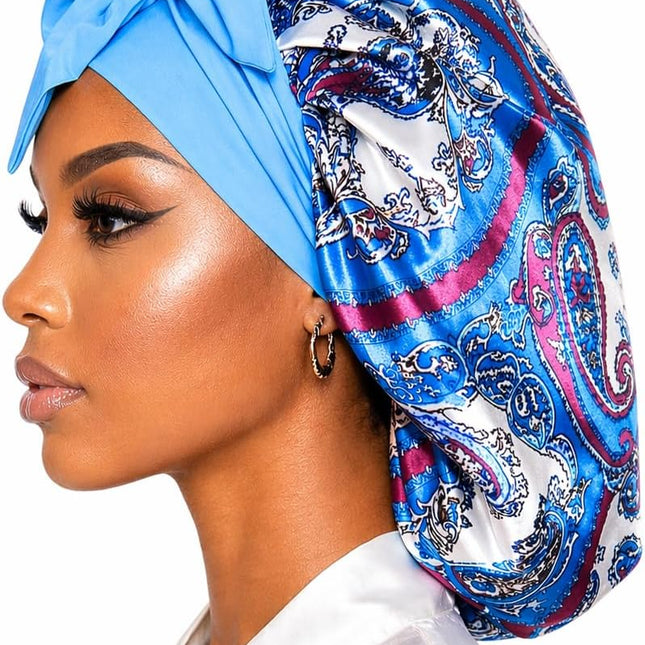 Jumbo Satin Bonnet for Sleeping, Double Layered Silk Infused Sleep Cap
