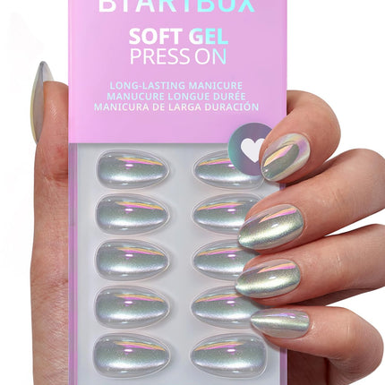 Press On Nails, Short Almond Pink Fake Nails, 32Pcs Full Kit - photo 20