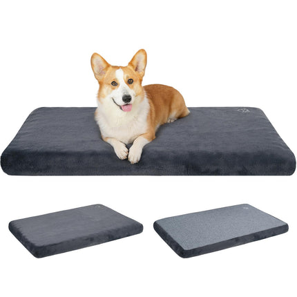 Tapete para cama de perro, colchón para jaula, ultra suave para perrera, gris, grande