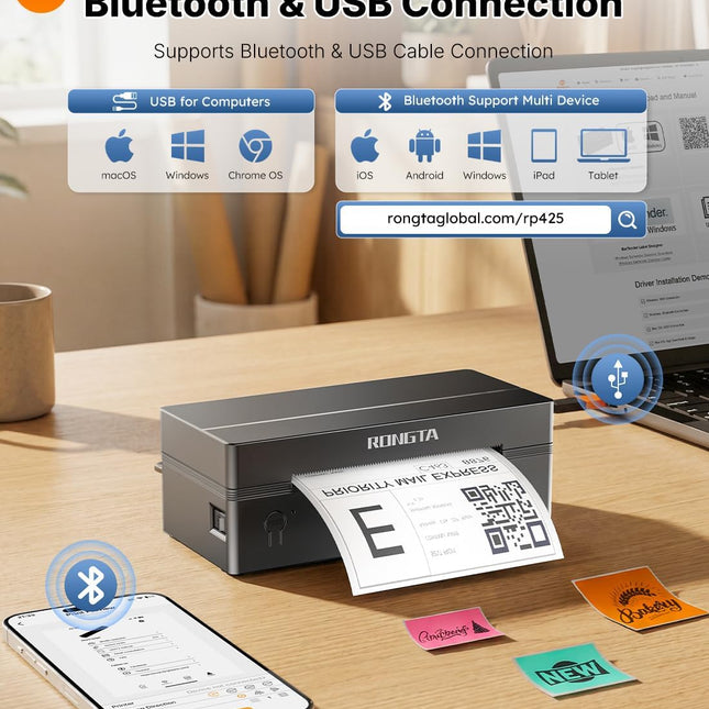 Bluetooth Thermal Shipping Label Printer, Wireless 4x6 Label Printer for Shipping Packages&Small - photo 2