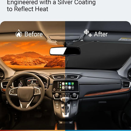 Proadsy 2026 Upgrade Front Windshield Sun Shade Foldable Sunshade Protector Custom Fit 2017-2022 CRV SUV LX EX EX-L EX-L Navi Touring Accessories
