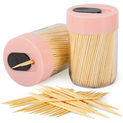 Palillero resistente con palillos de madera natural para limpieza dental, decoración única para el hogar, regalo original (2, azul)
