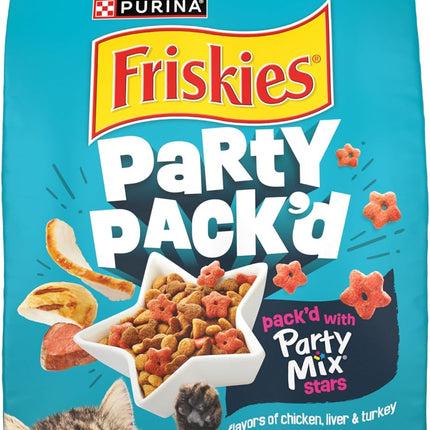 Purina Friskies Party Pack’d with Flavors of Chicken, Liver and Turkey Crunchy Dry Cat Food - 3 lb. Bag