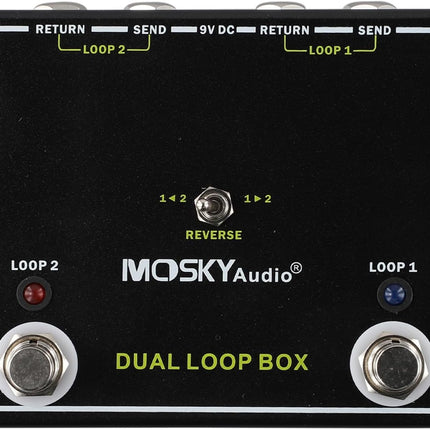 for Dual Reverse Loop Box Guitar Effects Pedal, 2-Channel for A/Switcher with Tuner Out for Amp & for FX Management, Aluminum Enclosure, Black