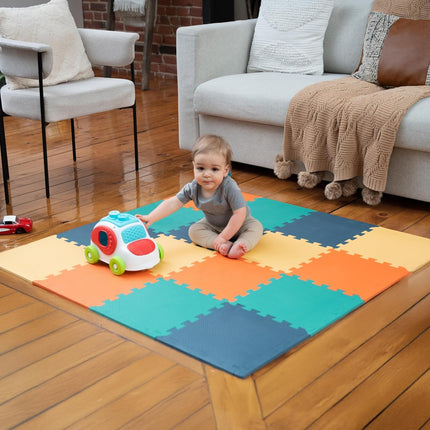 Baby Play Mat, Soft Foam Floor Tiles for Kids. Adjustable Interlocking Foam Tiles, Fits with 74x74 Playpen Baby mat for Crawling & Development, Playmat for Babies 6-12 Months