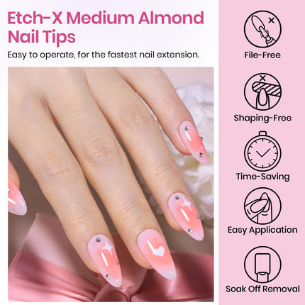 Medium Almond Nail Tips 576pcs 12 Sizes Pre-Etched Soft Gel Tips - photo 7