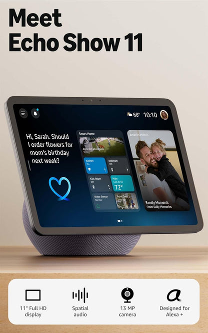 Vibrant Full-HD 11" display (newest model) with more viewing area and spatial audio, Designed for Alexa+, Graphite