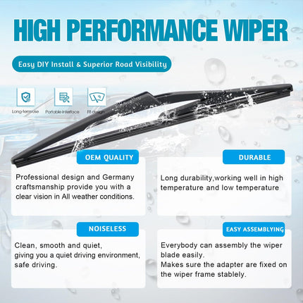 VTOGOI Original Factory Quality Rear Windshield Wiper Blades Replacement For Mini Cooper R50 R53 2001-2006,Mini Cooper R56 2006-2012,Easy To Install 10"(Pack of 1)