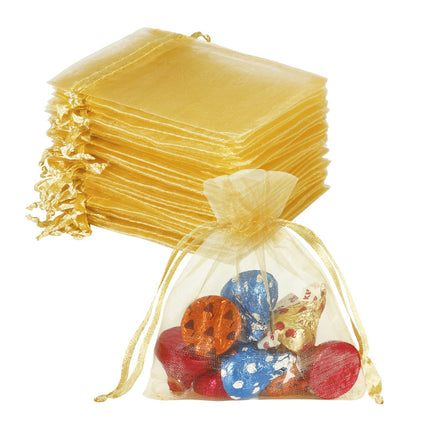 100pcs Organza Jewelry Bags 3x4 in Small Mesh Bags Drawstring