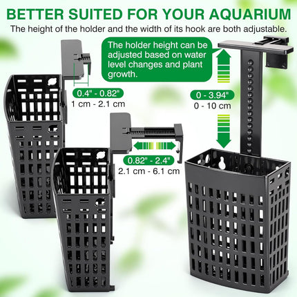 2026 Latest Upgraded Aquarium Plant Holder Adjustable Height with Extendable Hook and Suction Cup for Fish Tank Aquaponic Plant Cultivation and Aquascape Accessories Decorations (4 Pack)