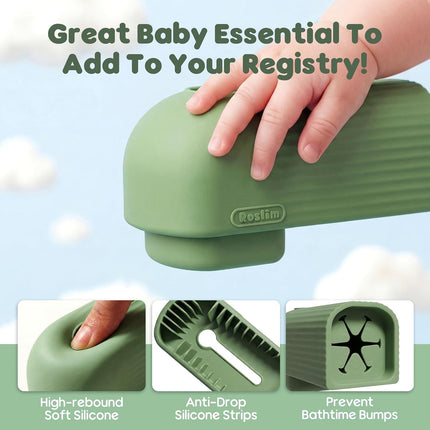 Roslim Silicone Baby Bathtub Faucet Cover, Bath Faucet Cover for Kids Bathtub Safety, Spout Cover for Baby, Toddler，Upgraded Bath Tub Spout Protector Cover, Universal Fit, Olive Green