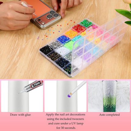 Resin Jelly Bedazzling Kit with 30000 Rhinestone,Rhinestones for Bedazzling,3mm Flatback Bedazzling Gems for Nails, 3pcs B7000 Rhinestone Glue,Crafting, Clothes,Bedazzler Kit for Adults, Kids,DIY