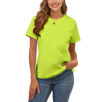100% Cotton Basic T Shirts for Women Crew Neck Loose Fit Plain Tops