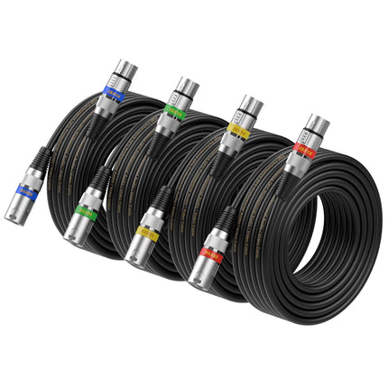 XLR Cable 20ft 4 Pack - Mic Cables Balanced DMX Cable Male to Female
