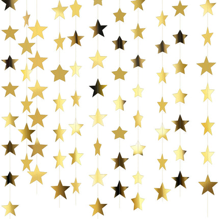 130 ft Star Garland Banner Decor, Gold