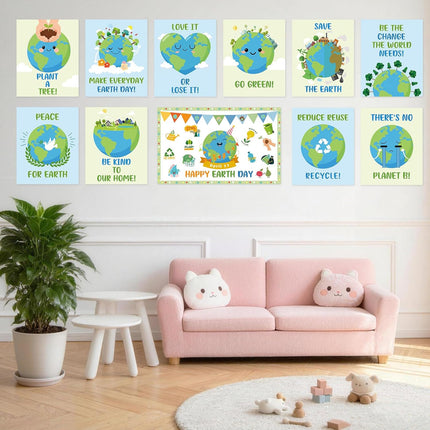 ysapualp 12Pcs Earth Day Posters, Earth Day Decorations for Classroom School Library Bedroom,Happy Earth Day Banner 8x10 Inch