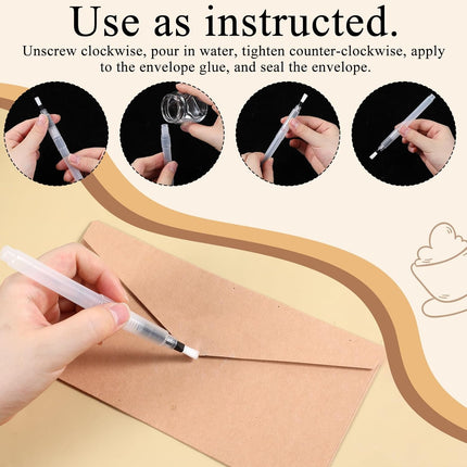 4 Pcs Pencil Style Envelope Moistener, Envelope Sealer Moistener with Nylon Brush Head Stamp Moisteners Mailing Letter Licker Envelopes Wetter for Office Classroom, Clear