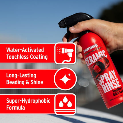 Mothers California Gold Ceramic Spray & Rinse, 16 oz. — Water-Activated Touchless Ceramic Coating, Spray On Hose Off, Super-Hydrophobic, Drying Aid, Booster, SiO2 Protection (05646)