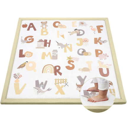 50"×50" Baby Play Mat for Floor & Playpen, 1.2" Thick High-Density Foam Nursery Mat for Tummy Time, Soft Plush Carpet with Non-Slip Bottom for Infant Toddler Baby Crawling Playing (Alphabet)
